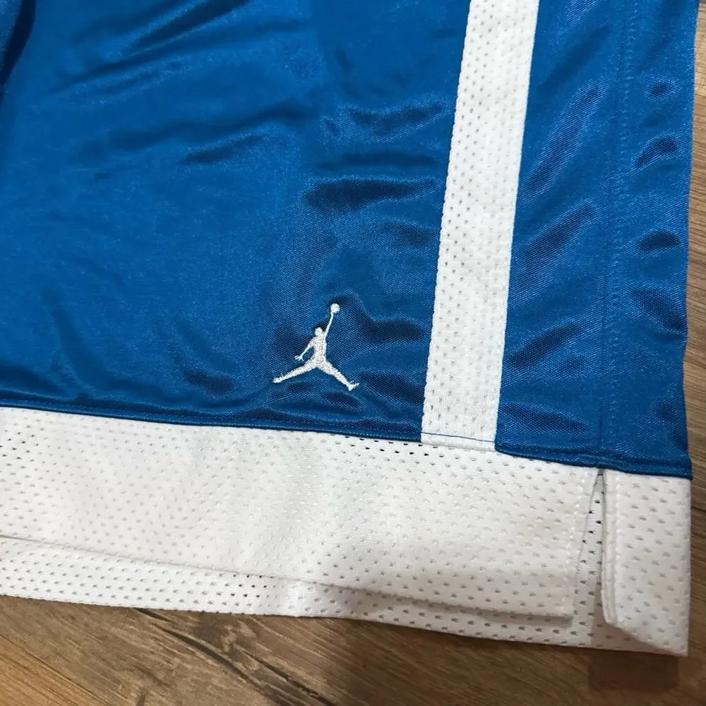 2005 Air Jordan Shiny Silky Dazzle Basketball Dri-Fit Blue White Shorts